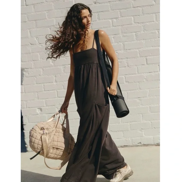 Free People Hot Shot Strappy Onesie Jumpsuit Black Small - Picture 3 of 11